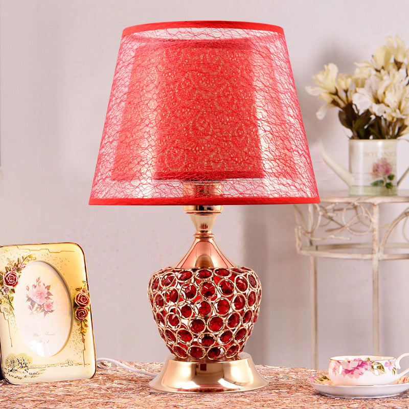 Elegant Bedroom Lamp in Chrome and Crystal Glass | Red Circle