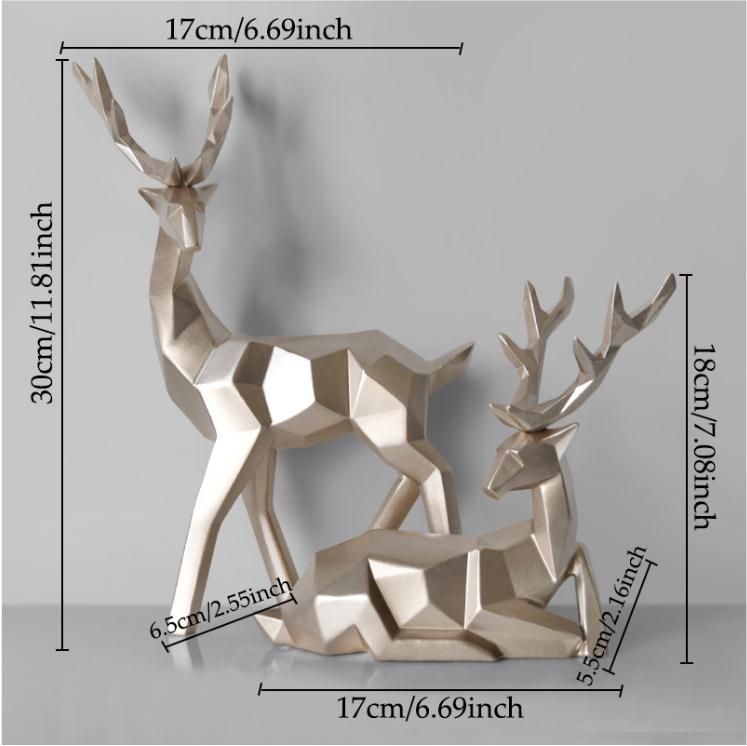 Modern Resin Deer Sculpture in minimalist design | Gold Set