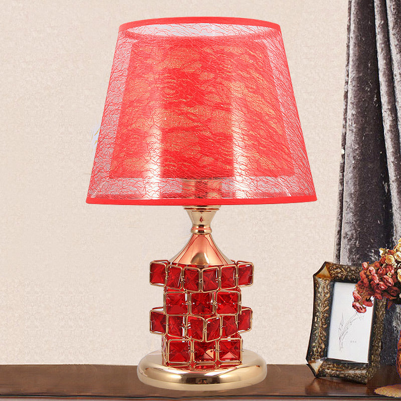 Elegant Bedroom Lamp in Chrome and Crystal Glass | Red