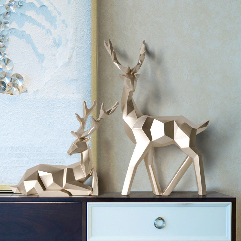 Modern Resin Deer Sculpture in minimalist design | Gold Set