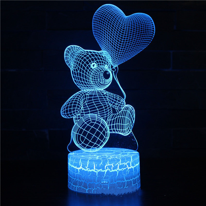 3D LED Night Lamp with Teddy Bear Design | Blue