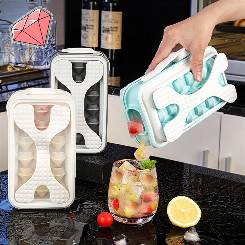 Ice Cube Maker and Fruit Ice Cubes in Use