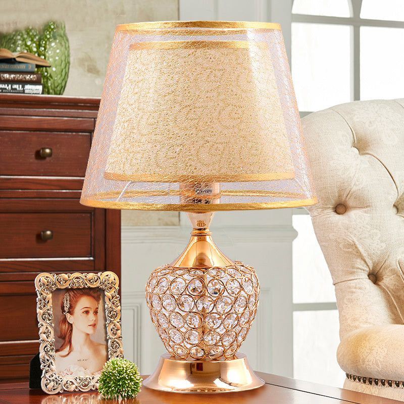 Crystal Glass Bedside Lamp with Metal Finish | Gold Circle