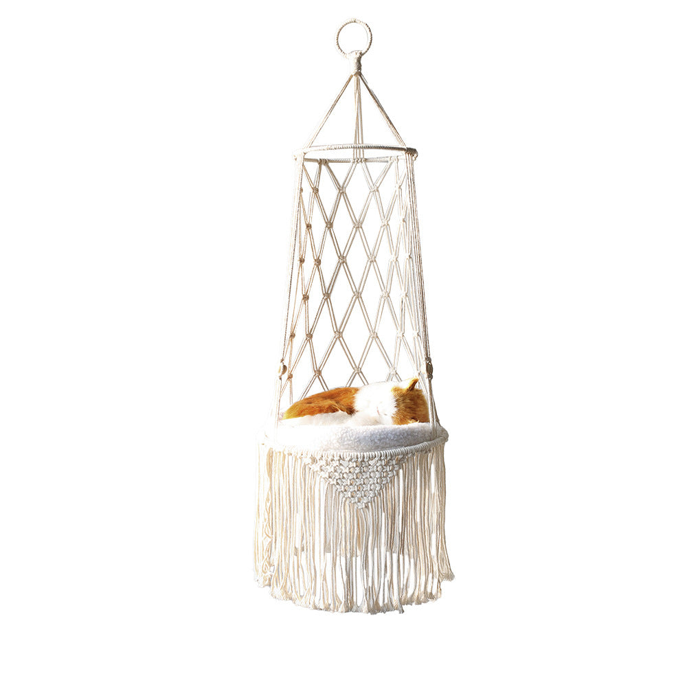 Macramé Cat Bed with Bohemian Design