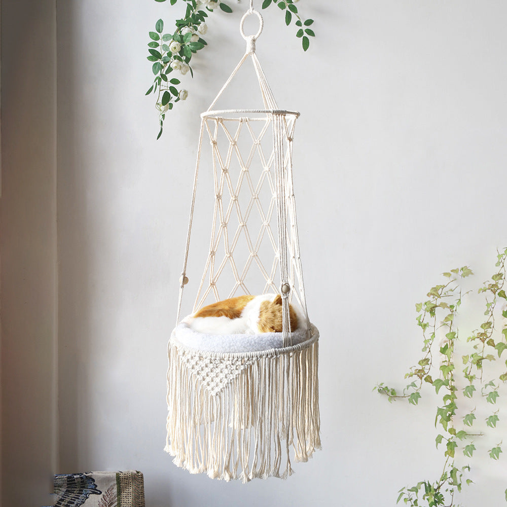 Macramé Cat Bed with Bohemian Design